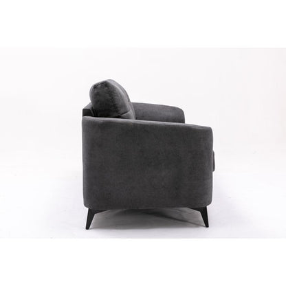 Callie Gray Velvet Fabric Sofa Loveseat Living Room Set