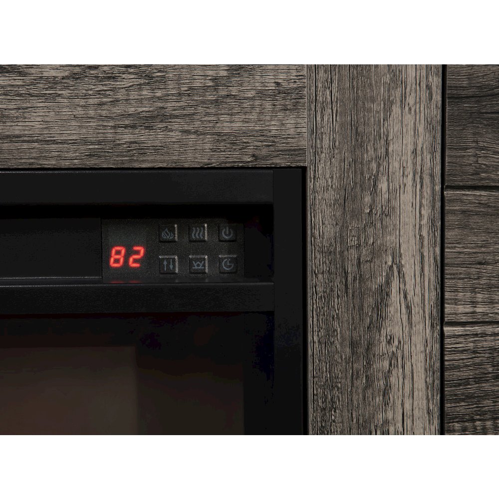 Lucifer 70"W Gray Walnut Finish TV Stand Console with Fireplace and Heater
