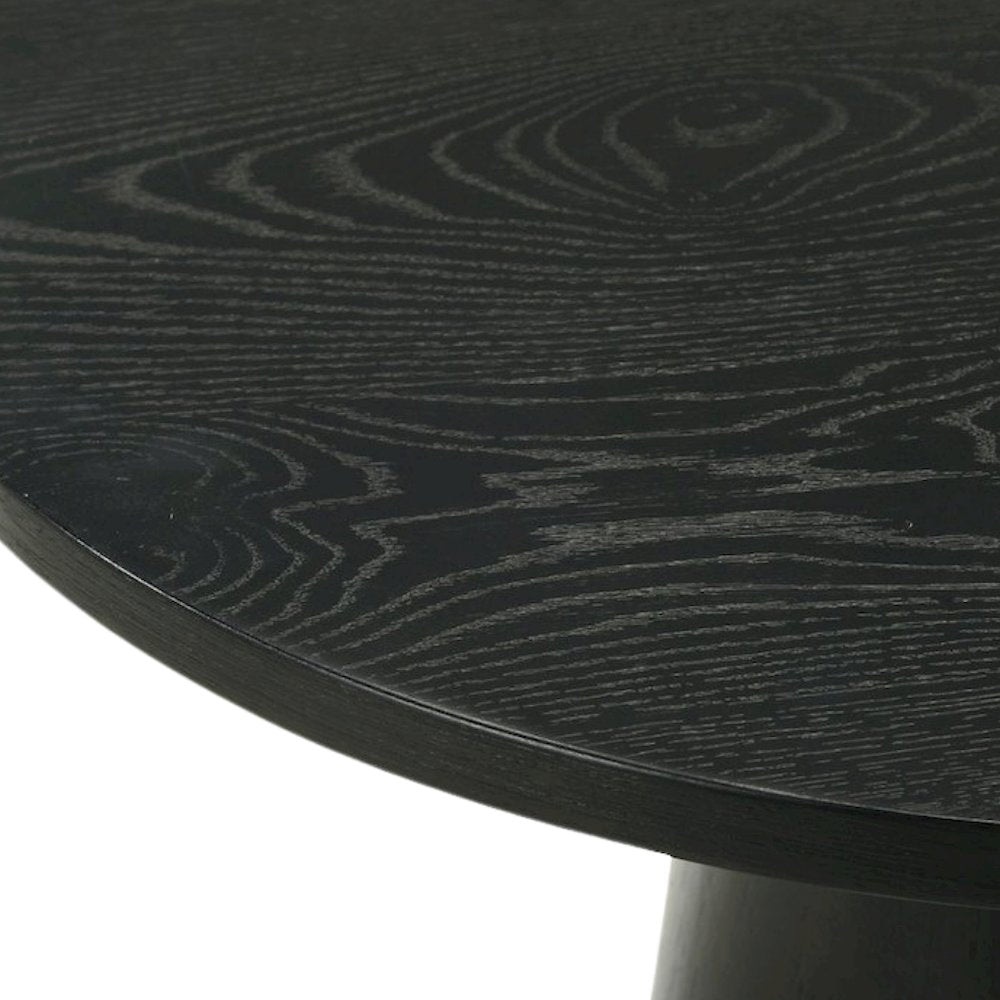 Round Coffee Table, Natural Wood Grain, Ebony Black