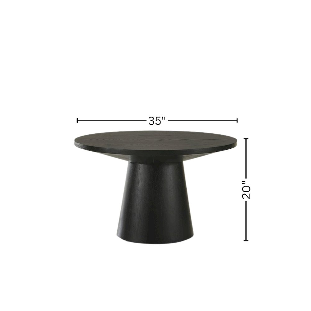 Round Coffee Table, Natural Wood Grain, Ebony Black