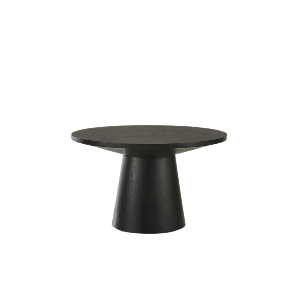 Round Coffee Table, Natural Wood Grain, Ebony Black