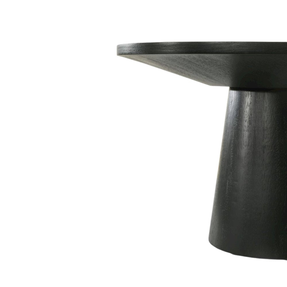 Round Coffee Table, Natural Wood Grain, Ebony Black