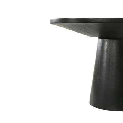 Round Coffee Table, Natural Wood Grain, Ebony Black