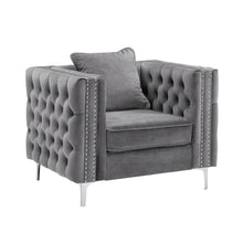 LILOLA Lorreto Gray Velvet Chair