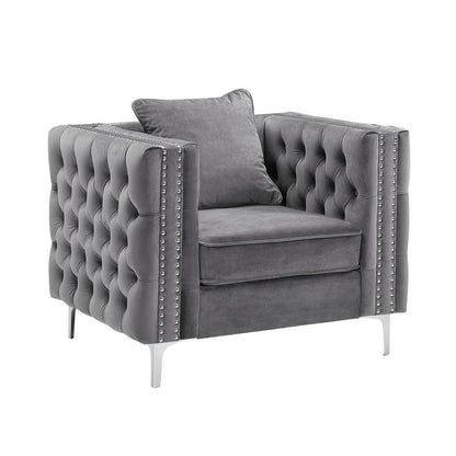 LILOLA Lorreto Gray Velvet Chair