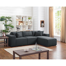 LILOLA Harvey Sofa with Reversible Chaise in Dark Gray Linen