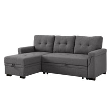 Stylish Reversible Sleeper Sectional Sofa with Storage Chaise in Dark Gray
