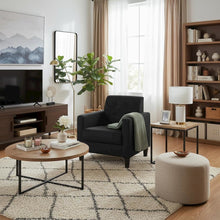 Accent Armchair, Black Velvet, Tufted Back