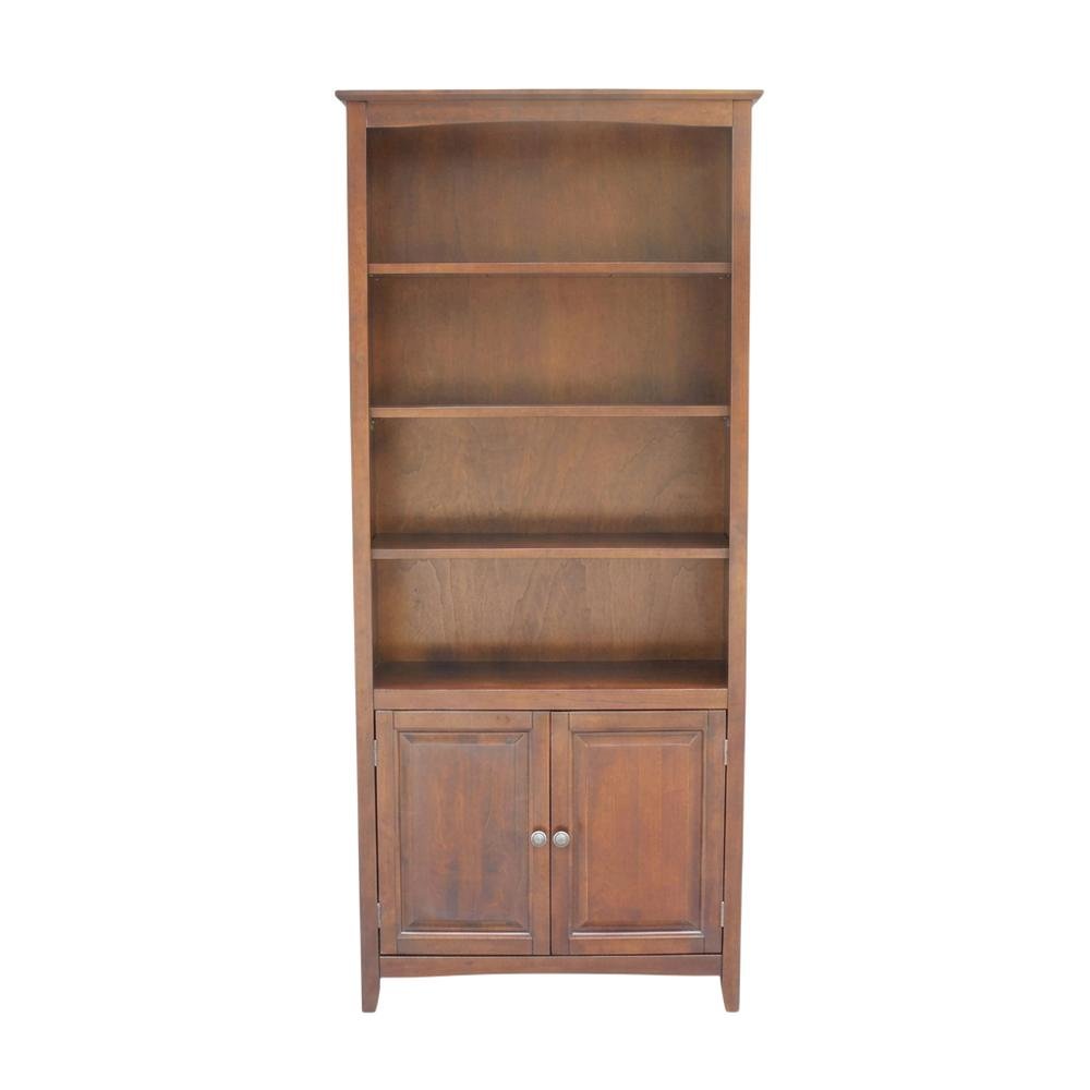 Espresso Shaker Bookcase with Tall Storage and Classic Design