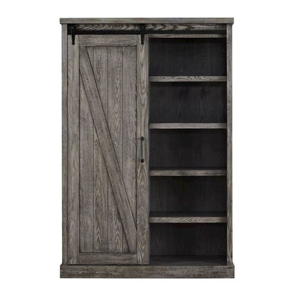 Avondale Rustic Barn Door Bookcase, Gray