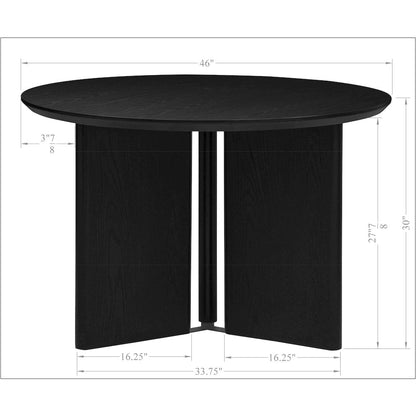 Round Dining Table Mid Century Modern Natural Ash Veneer Wood Top