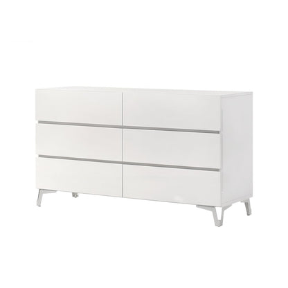 5PC Cal King Set, White Storage, Beige Headboard, Dresser, Mirror, 2 Nightstands