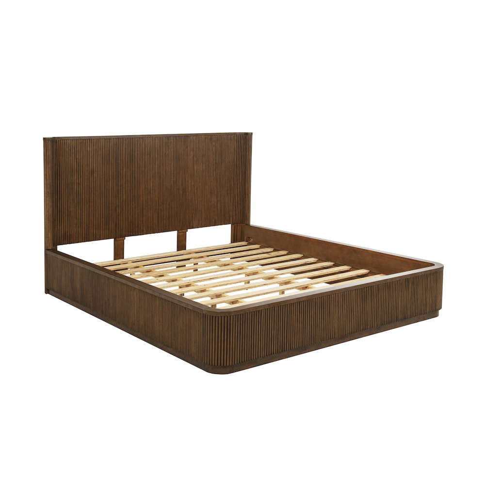 84" Long Modern Fluted Platform California King Bed Frame 47.5" High Headboard