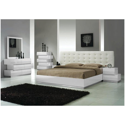 Best Master Spain 5-Piece Engineered Wood Queen Bedroom Set in White Gloss