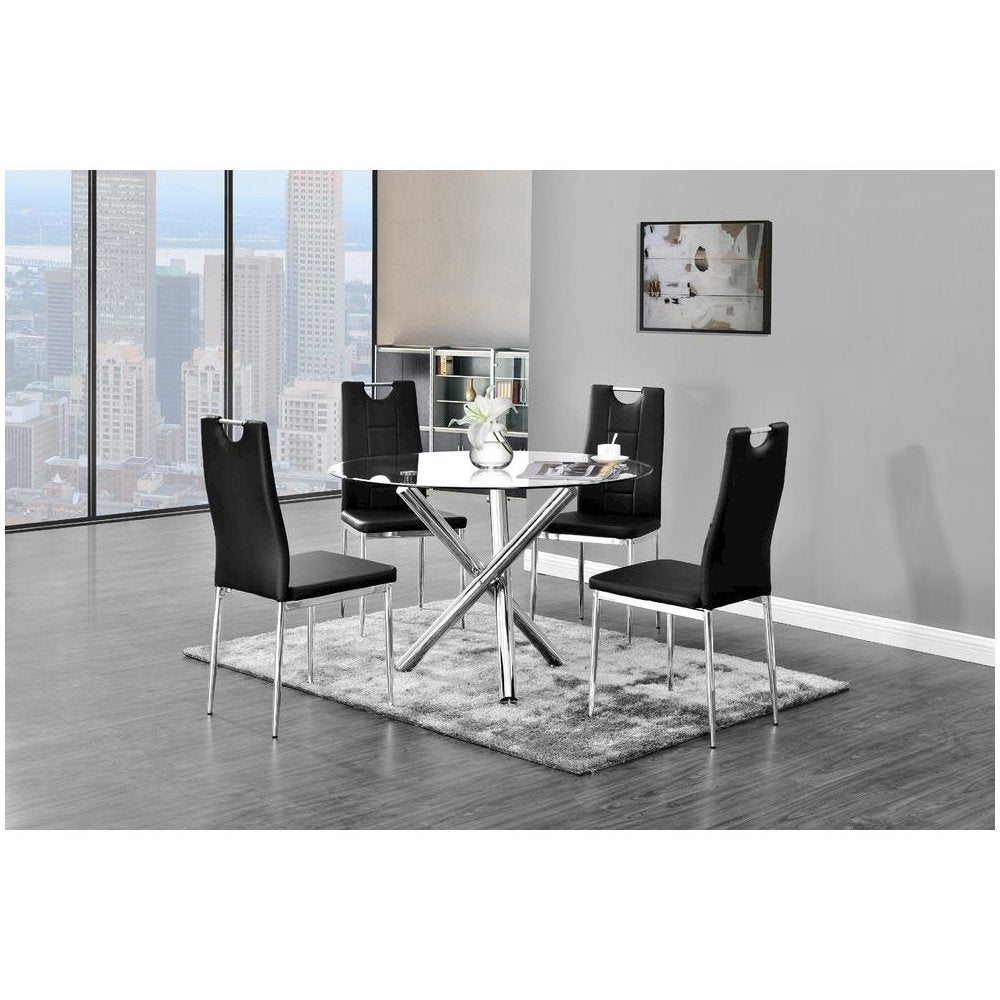 Best Master Beverly Faux Leather Upholstered Side Chair - Black (Set of 2)