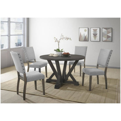 Best Master Anna Fabric Upholstered Side Chair in Rustic Light Gray (Set of 2)