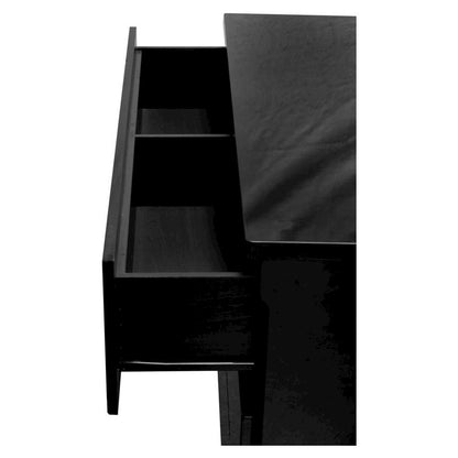 Best Master Barcelona Poplar Wood Dresser and Mirror Set in Black High Gloss