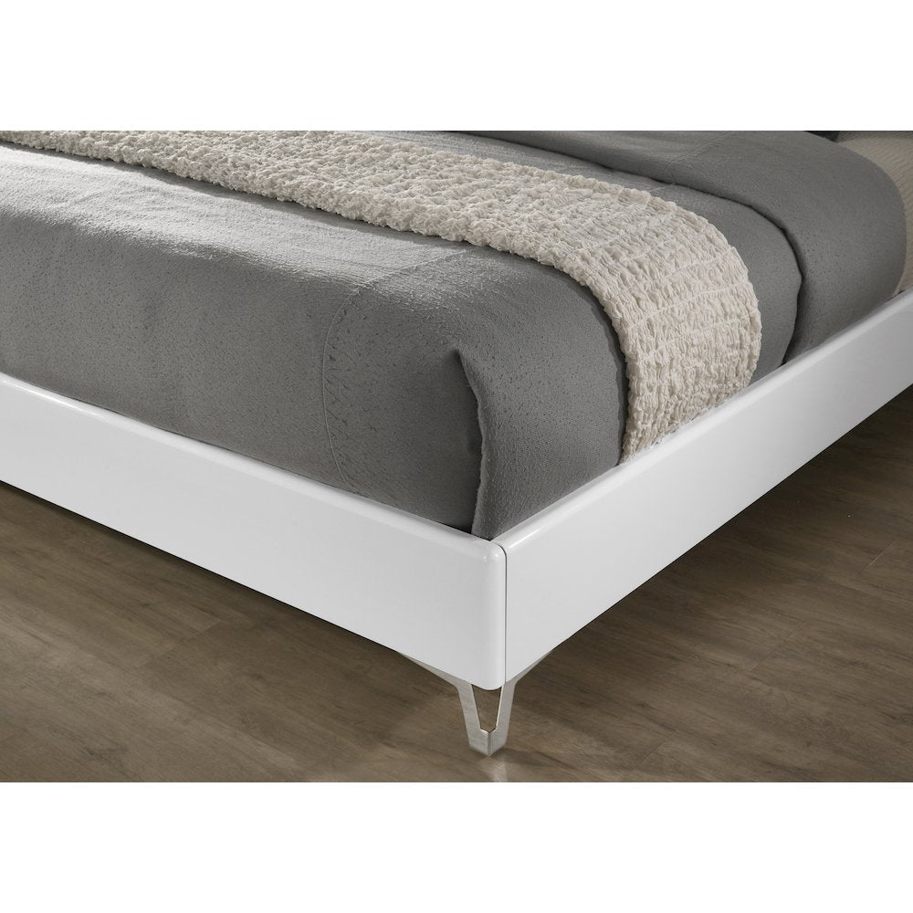 5PC Cal King Set, White Storage, Beige Headboard, Dresser, Mirror, 2 Nightstands