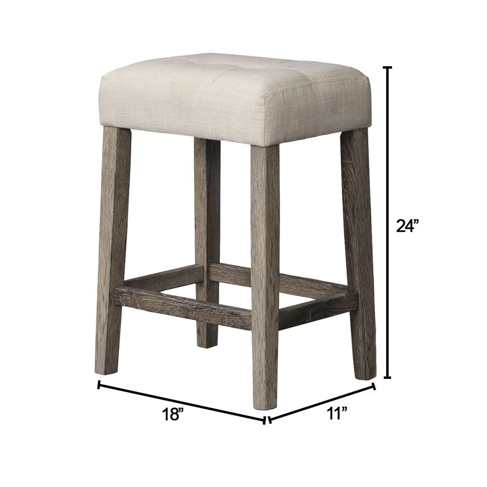 Best Master Furniture Yosef 24" Wood Counter Stool in Antique Oak (Set of 2)