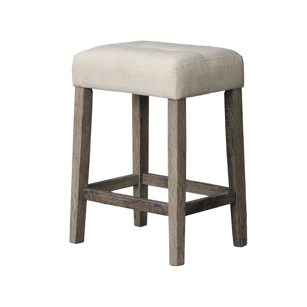 Best Master Furniture Yosef 24" Wood Counter Stool in Antique Oak (Set of 2)