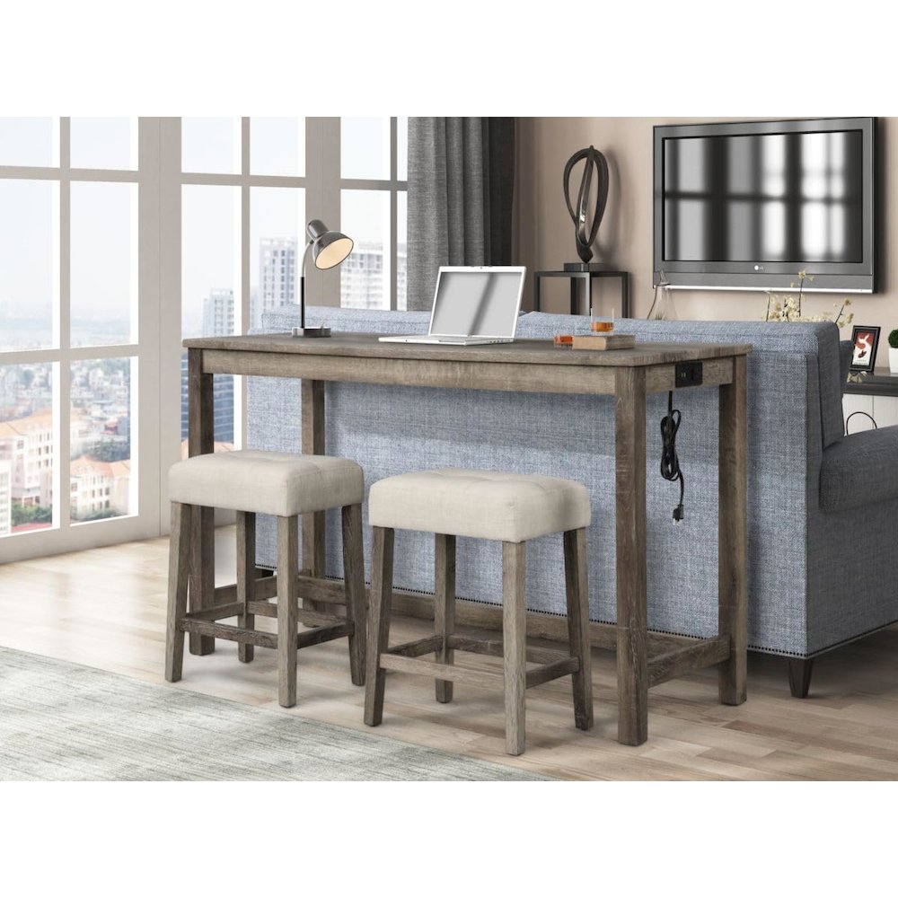Best Master Furniture Yosef 24" Wood Counter Stool in Antique Oak (Set of 2)