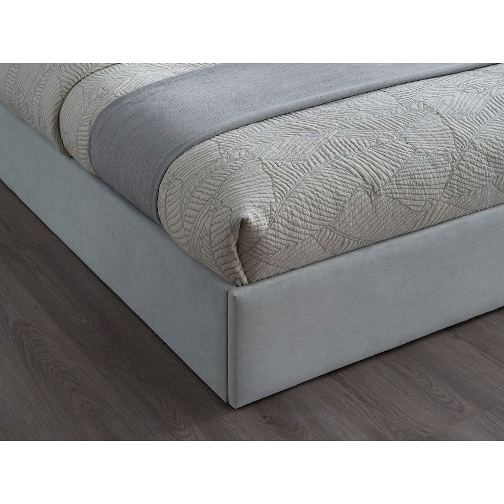 Modern Mirrored Platform Bed Frame, Eastern King, Gray Cloud