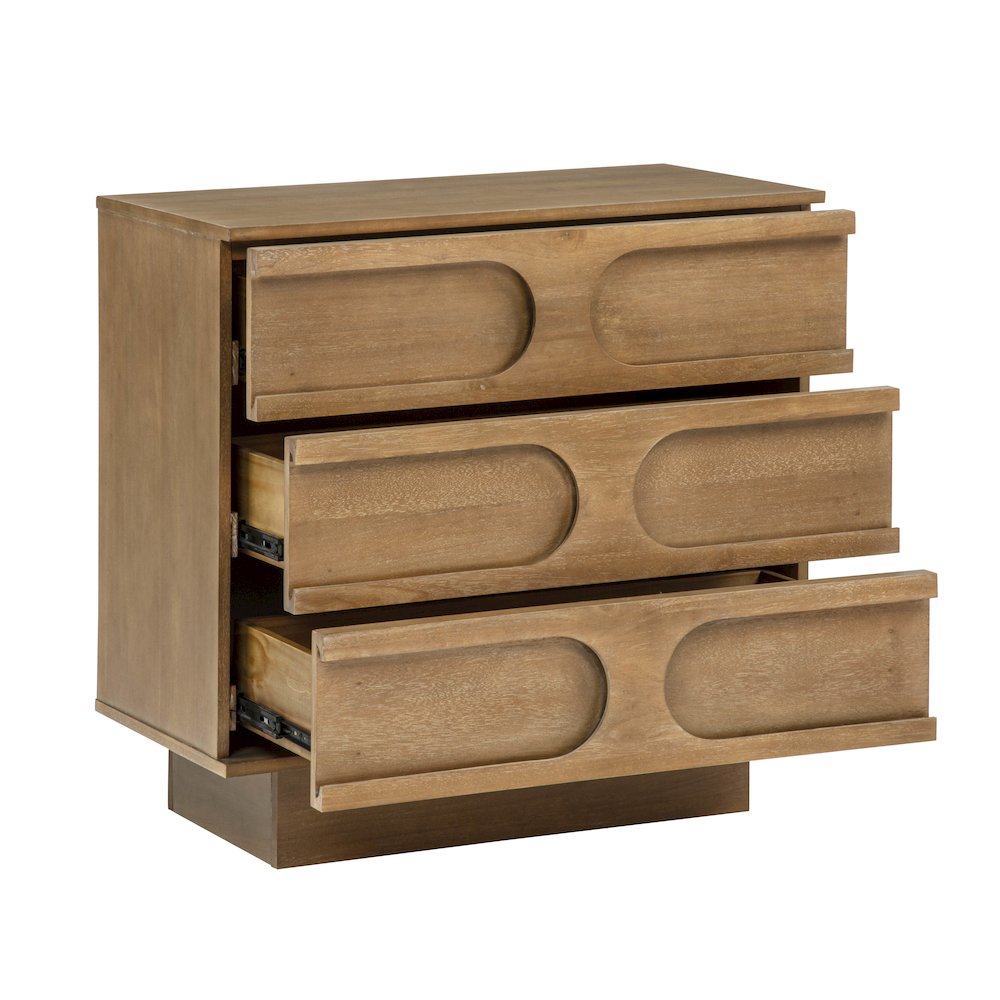 Capri 31" Wide 3-Drawer Accent Chest Natural Wood Finish Boho Modern Storage