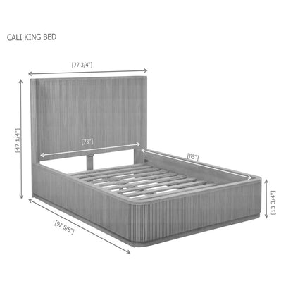 84" Long Modern Fluted Platform California King Bed Frame 47.5" High Headboard