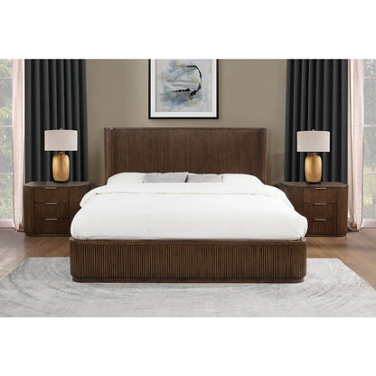 84" Long Modern Fluted Platform California King Bed Frame 47.5" High Headboard