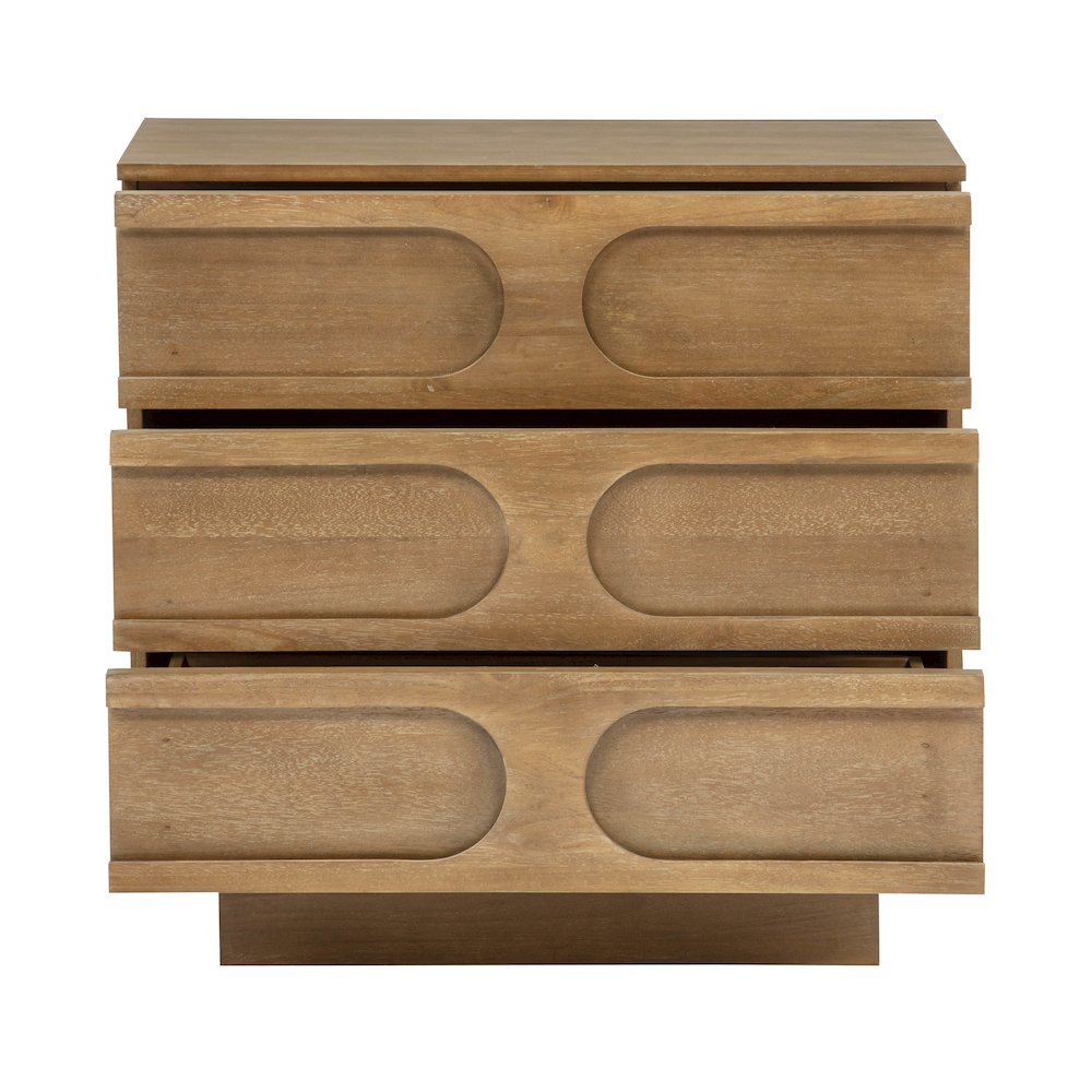 Capri 31" Wide 3-Drawer Accent Chest Natural Wood Finish Boho Modern Storage