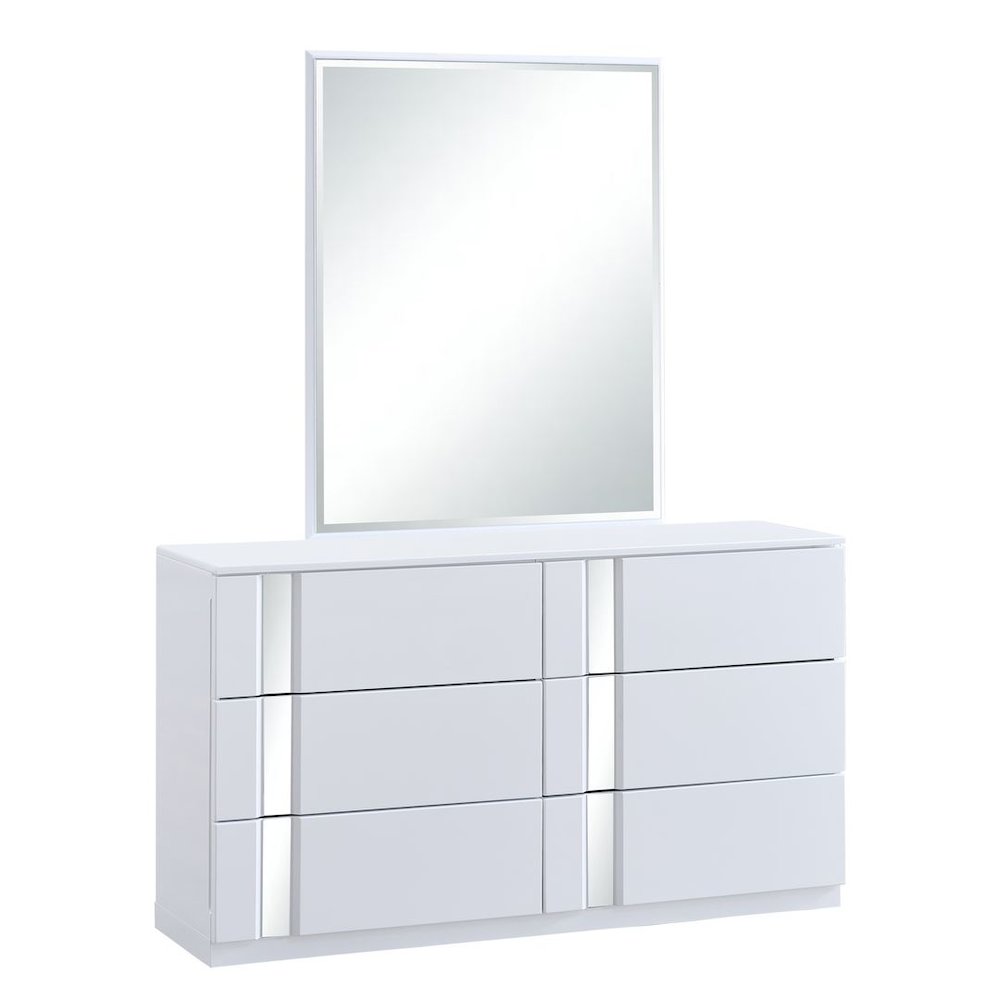 5-Piece Modern Mirrored Bedroom Set, California King, Gray Cloud
