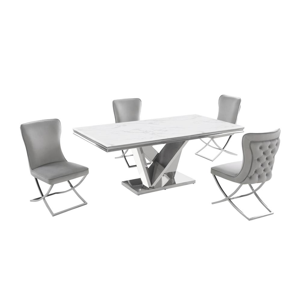 Blythe Grey with Silver 5-Piece Rectangle Dining Set