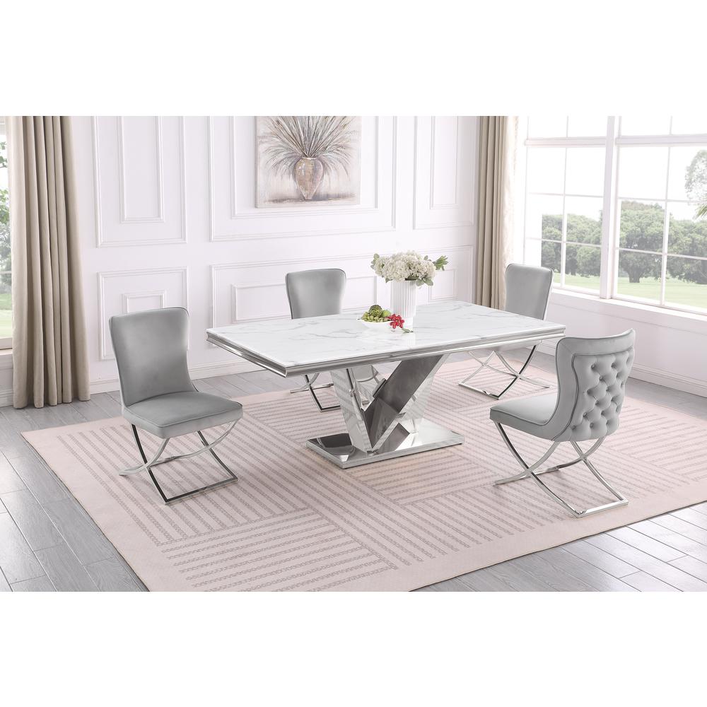 Blythe Grey with Silver 5-Piece Rectangle Dining Set