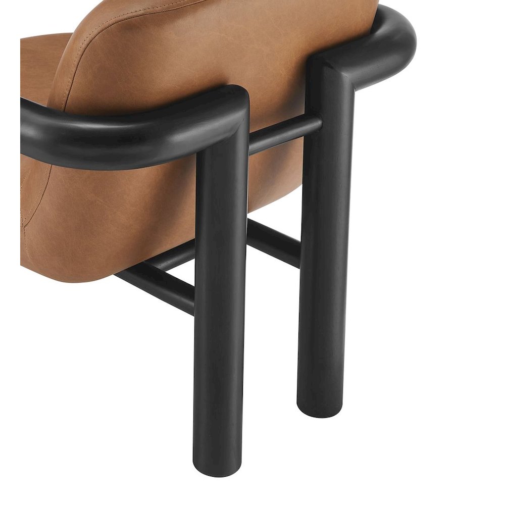 Modern Accent Chair with Treviso Dark Faux Leather Cushion, Set of 1, Black