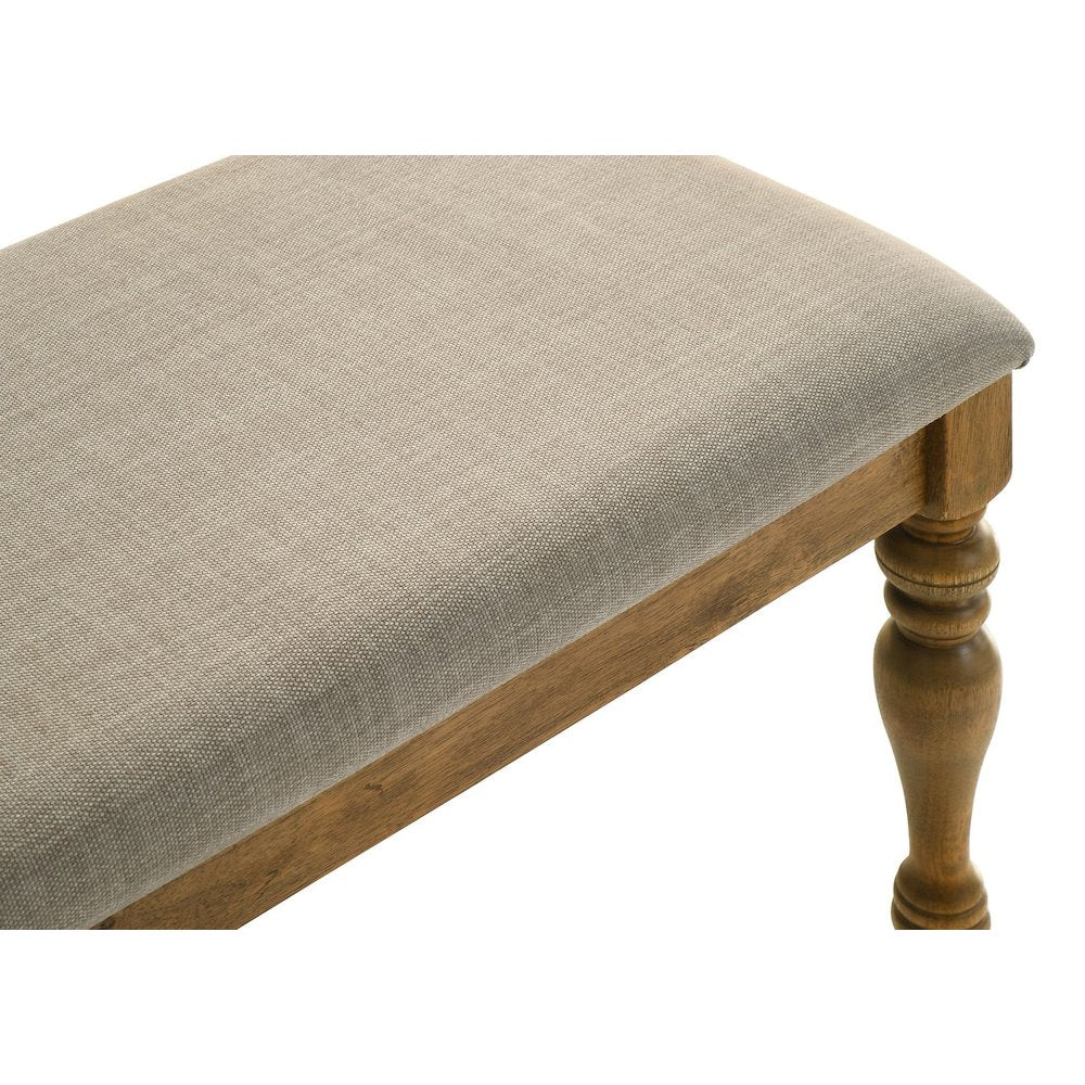 Huntington Transitional Dining Bench with Cushioned Seating, Antique Natural Oak