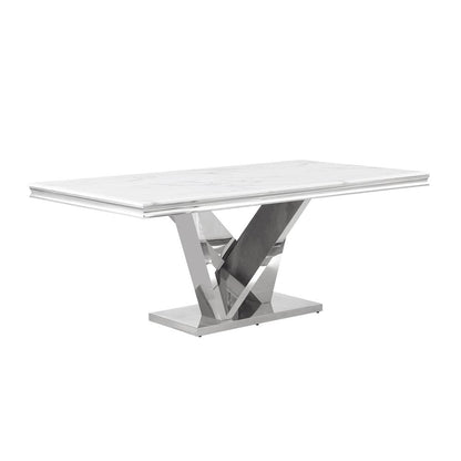 Blythe Beige with Silver 5-Piece Rectangle Dining Set