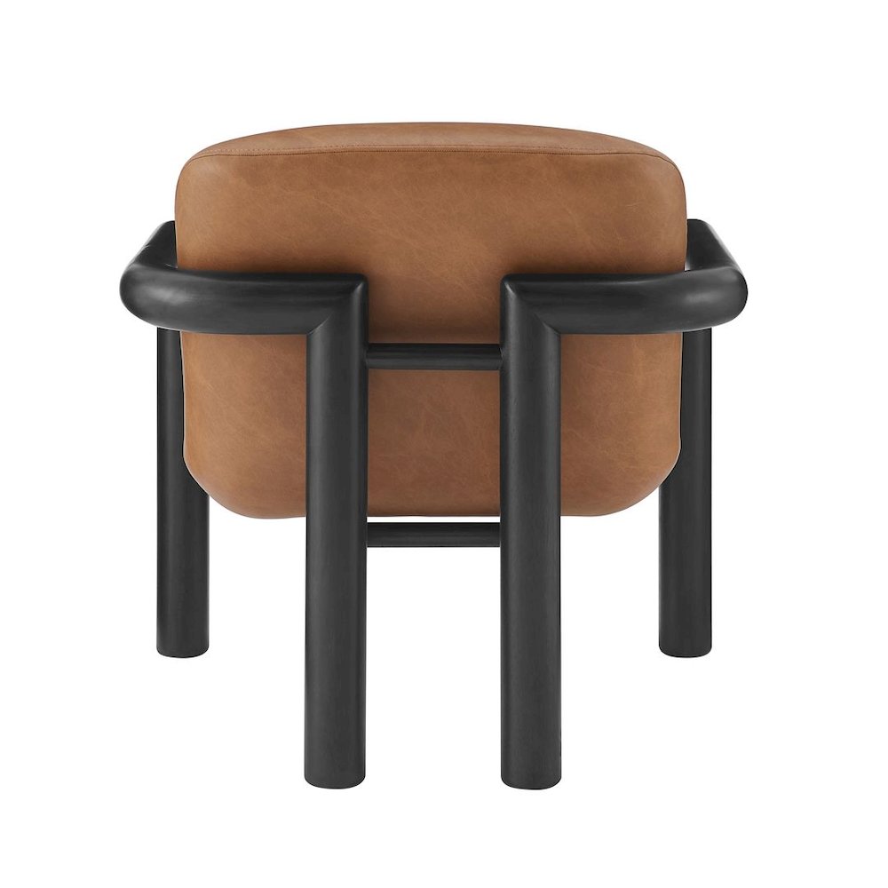 Modern Accent Chair with Treviso Dark Faux Leather Cushion, Set of 1, Black