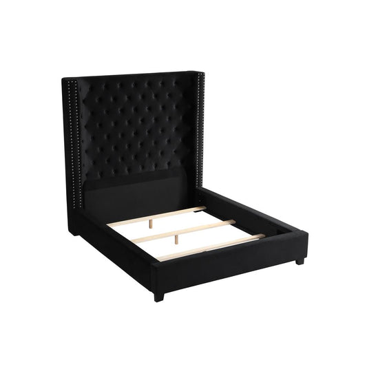 Yvonne Velvet Upholstered King Platform Bed in Black