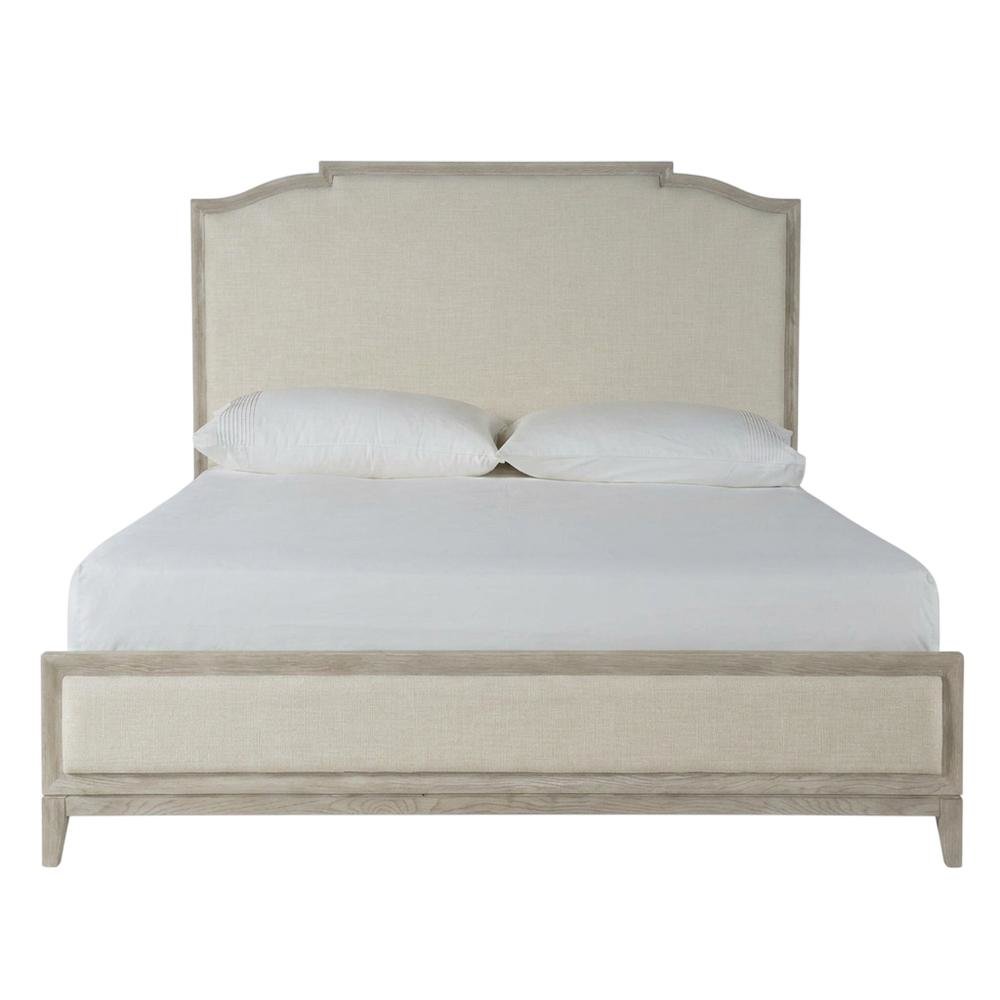 King-sized Panel Bed in Rolling Fog Gray with Distressed Finish