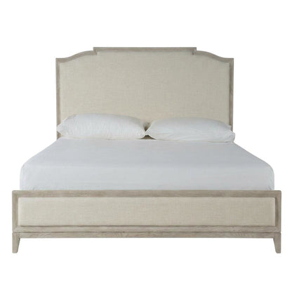 King-sized Panel Bed in Rolling Fog Gray with Distressed Finish