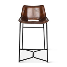 Brisbane Stanley Counter Chair in Hand Washed Chestnut Leather