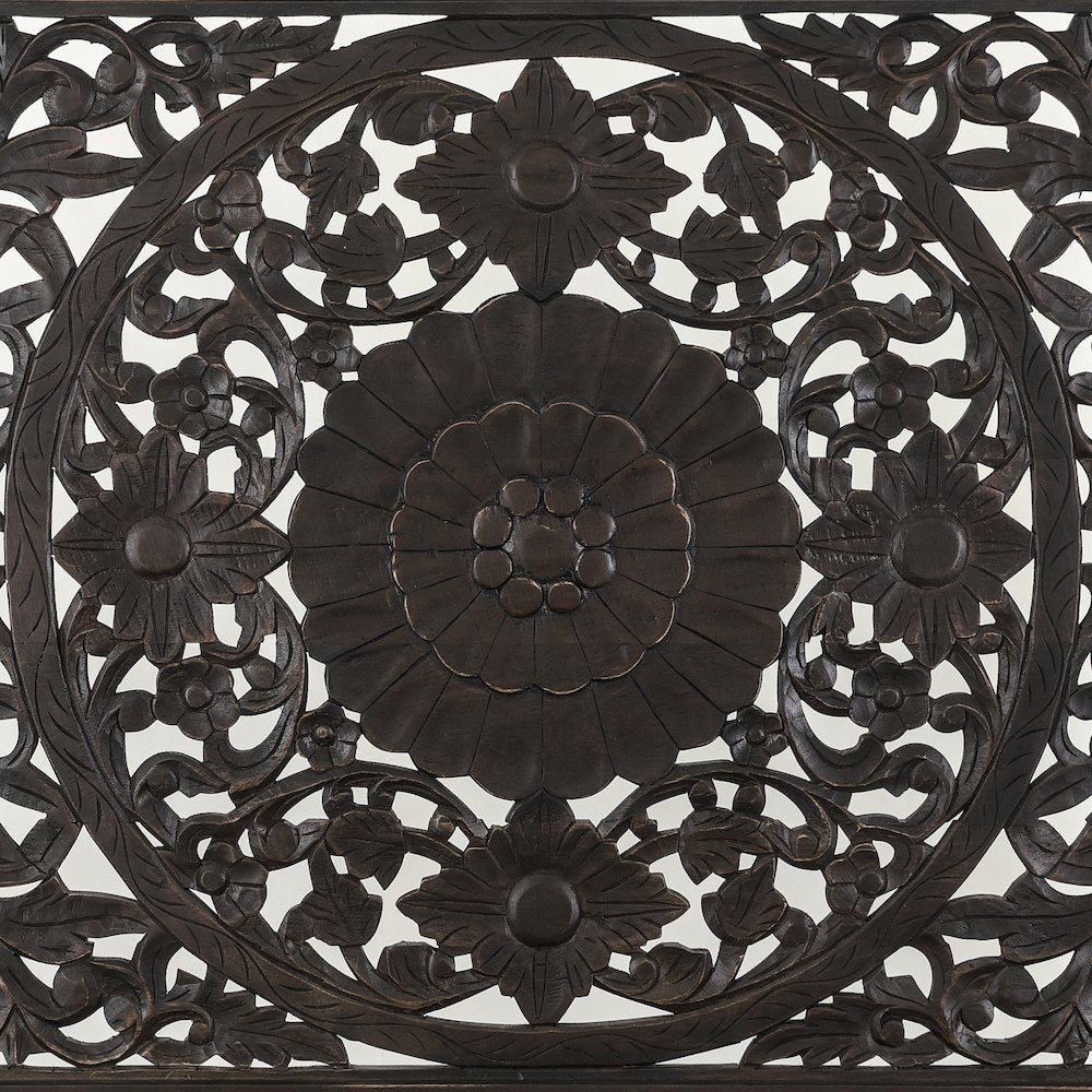 Haveli Carved King Bed in Vintage Brown