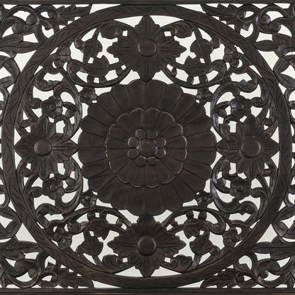 Haveli Carved King Bed in Vintage Brown