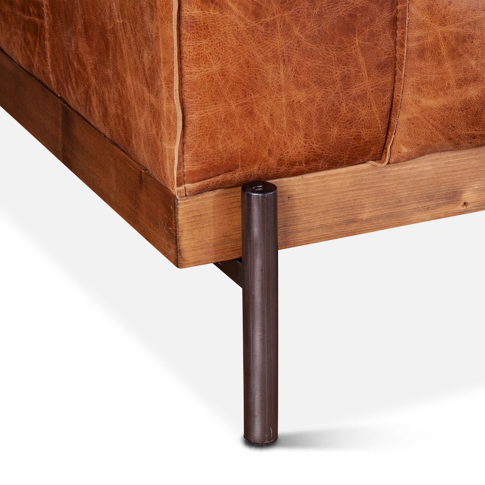 Chiavari Modern Leather Sofa in Vintage Cognac