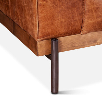 Chiavari Modern Leather Sofa in Vintage Cognac