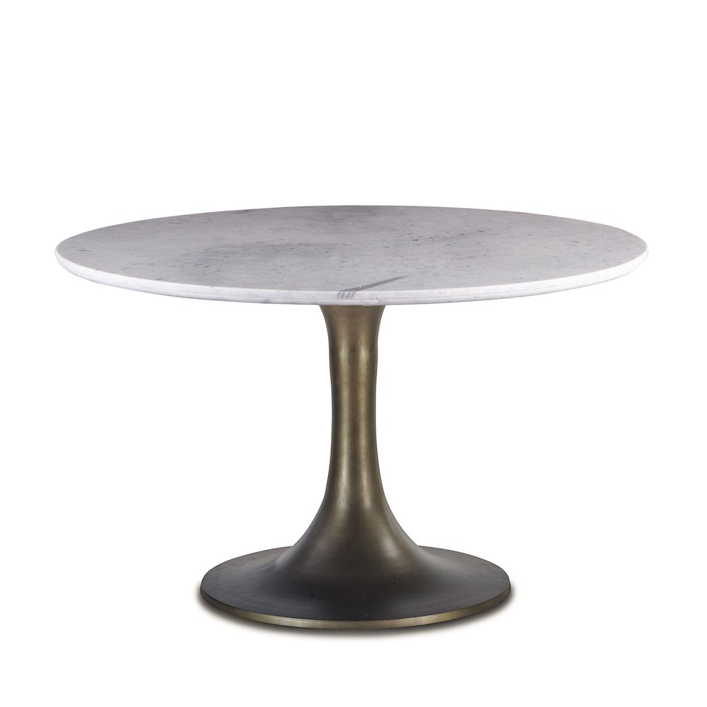Palm Desert Brown Marble Dining Table with Zinc Tulip Base