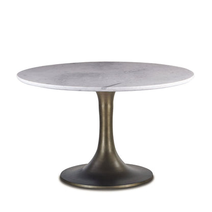 Palm Desert Brown Marble Dining Table with Zinc Tulip Base