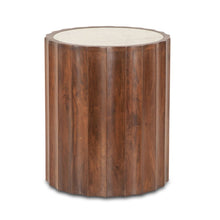 Lisbon Modern White Marble Side Table in Matte Brown
