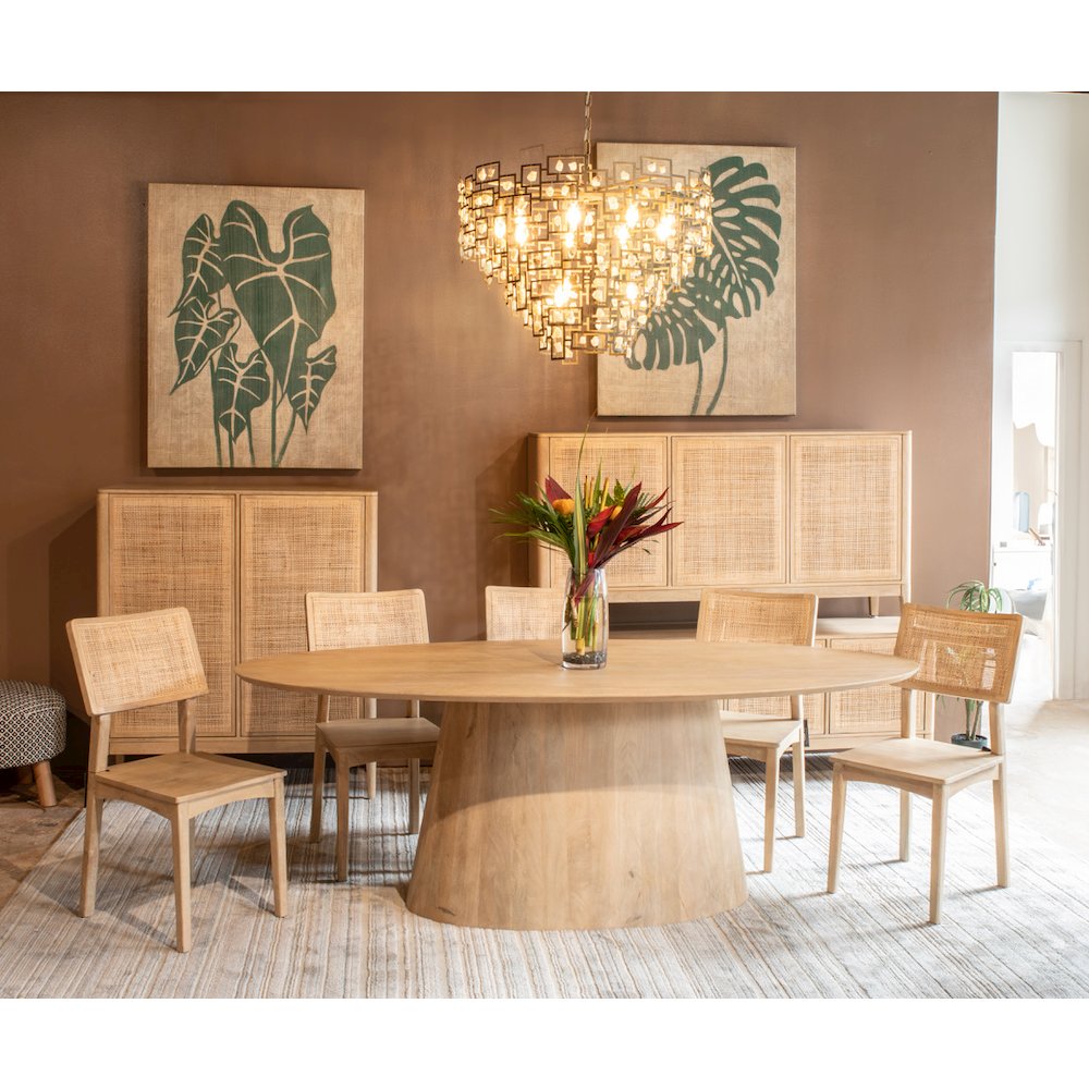 Calabasas 86" Oval Dining Table in Natural White Finish
