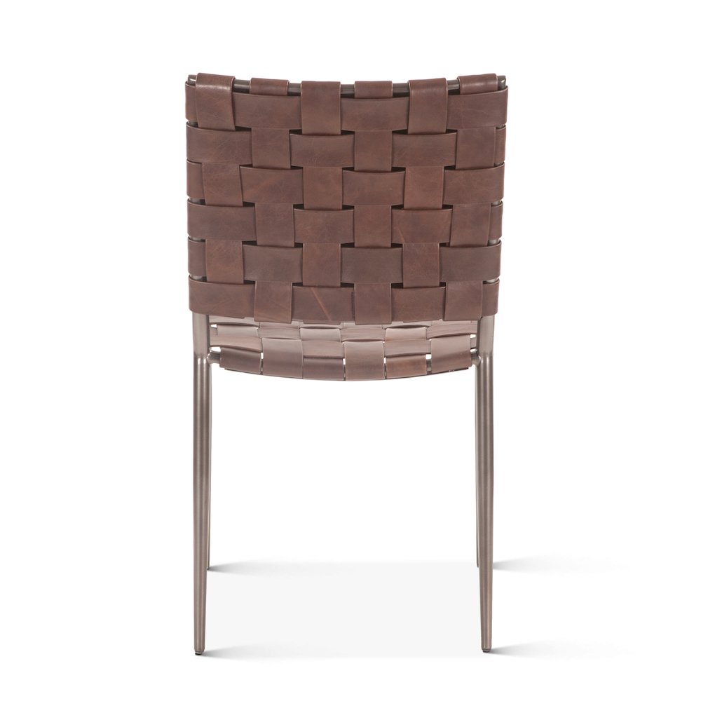 Lund Dining Chair in Brown Buffalo Leather and Iron